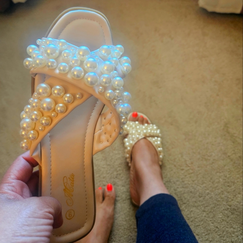 Faux Pearl Covered Sandals
